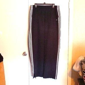 ADIDAS L BLACK/WHITE STRIPES TRACK PANTS